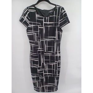 Lulu's Midi Dress Women's Large Geometrical Black & White Office